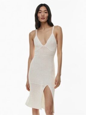 Wilfred Evie Crochet Cotton Midi Dress White Size Large Aritzia #77487